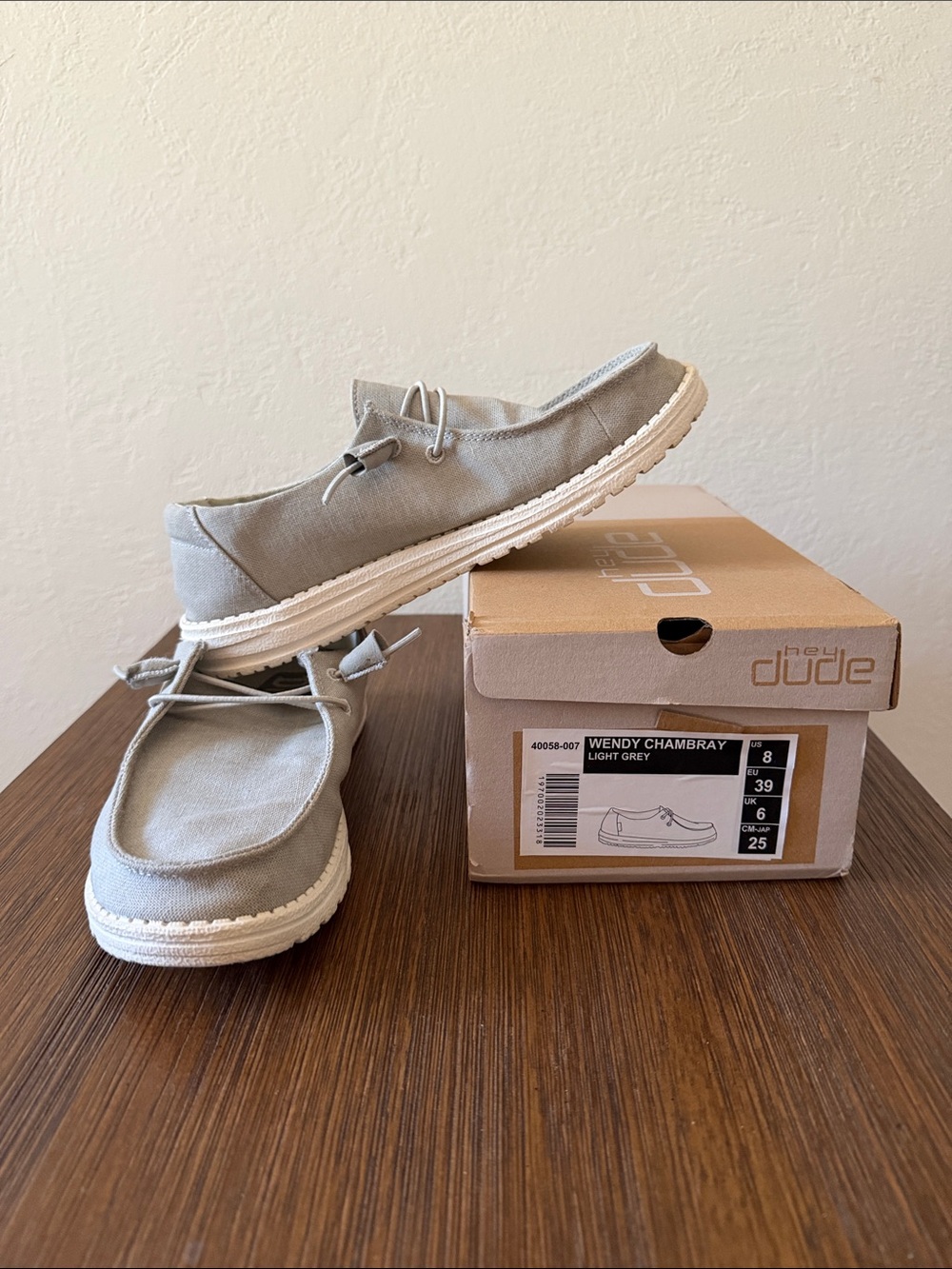 Hey Dude Wendy Chambray Grey Canvas Slip-Ons